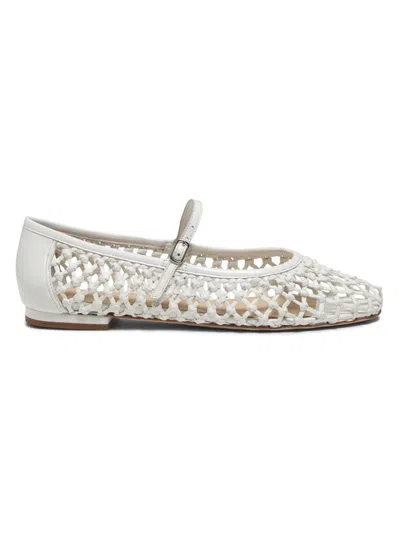 22élevé Women's Hand-woven Leather Ballet Flats In White