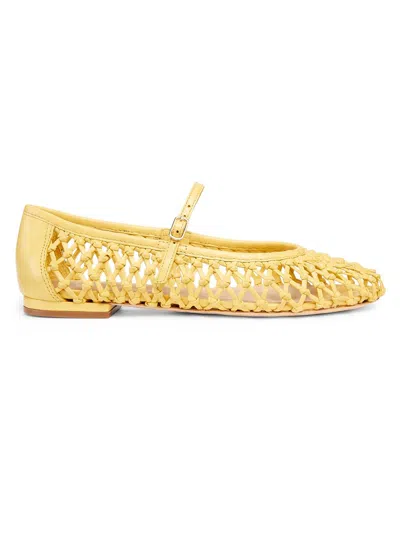22élevé Women's Hand-woven Leather Ballet Flats In Yellow