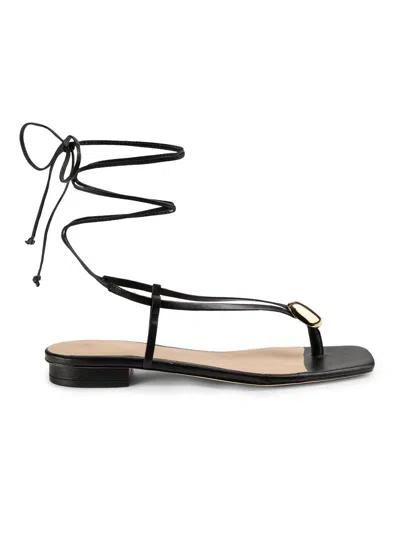 22élevé Women's Leather Ankle-wrap Sandals In Black