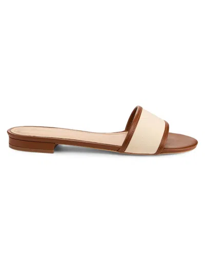 22élevé Women's Leather-trim Linen Flat Sandals In Brown