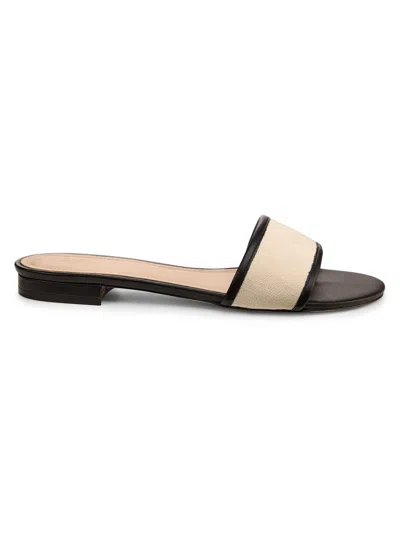 22élevé Women's Leather-trim Linen Flat Sandals In Black