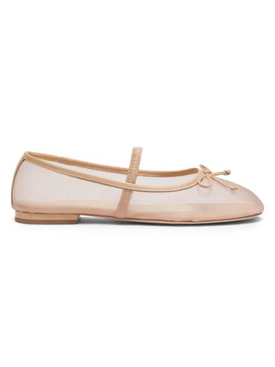 22élevé Women's Mesh Bow Ballet Flats In Sand