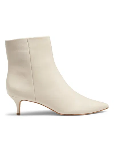 22élevé Women's Metallic Leather Kitten-heel Booties In White