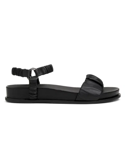 22élevé Women's Ruched Leather Sport Sandals In Black