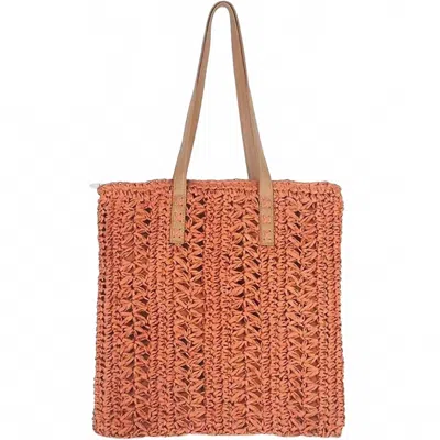 22tote Women's Handwoven Lightweight Woven Tote Bag In Paper Straw Light Orange Tan In Multi