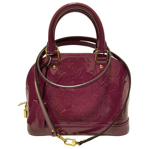 Pre-Owned Louis Vuitton Alma Bb Purple Patent Leather Handbags | ModeSens