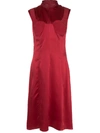 Delada Silk Cut-out Detail Dress In Red