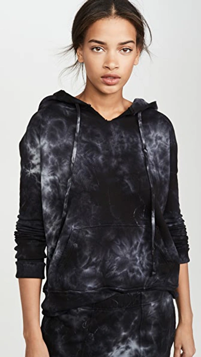 Nili Lotan Janie Tye-dyed Cotton-jersey Hoodie In Black