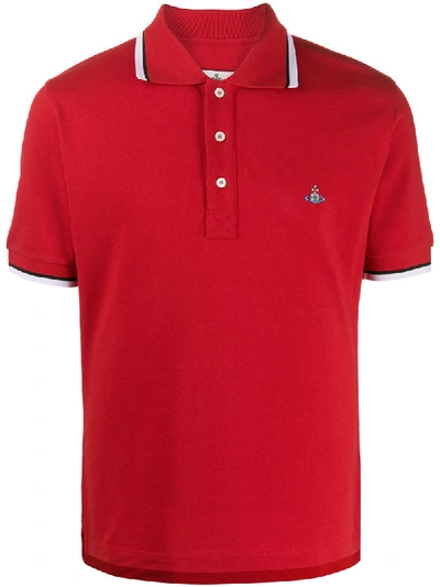 Vivienne Westwood Striped Trim Polo Shirt In Red