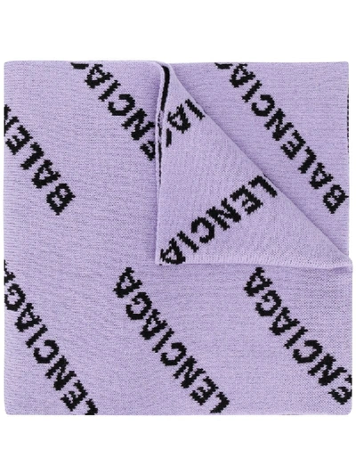 Balenciaga Logo Scarf In Purple