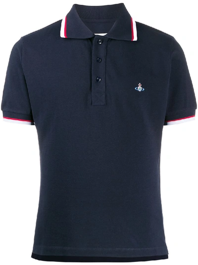 Vivienne Westwood Striped Trim Polo Shirt In Blue