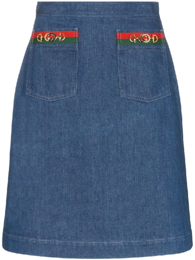 Gucci Interlocking G Horsebit Motif Skirt In Blue