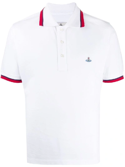 Vivienne Westwood Striped Trim Polo Shirt In White