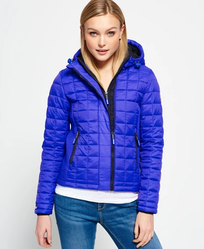 Superdry Hooded Box Quilt Fuji Jacket In Blue | ModeSens