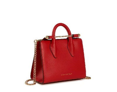 Strathberry Top Handle Leather Mini Tote Bag In Ruby