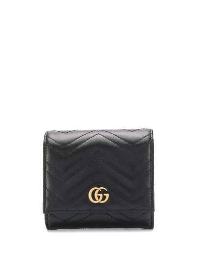 Gucci Marmont Gg Leather Wallet In Black