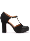 CHIE MIHARA HEELED SHOE IN BLACK SUEDE WITH MICROPAILLETTES PATTERN,11168096