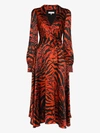 Borgo De Nor Nilla Zebra-print Silk Belted Midi Dress In Red
