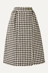GUCCI Houndstooth wool-blend tweed wrap skirt
