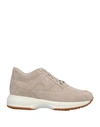 Hogan Low-top Sneakers 00n0s Suede Glitter Logo Beige In Beige