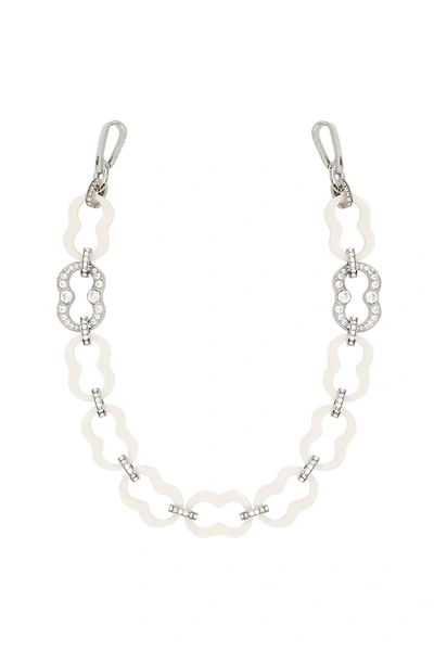Prada Plexi Chain Strap In White,metallic,silver