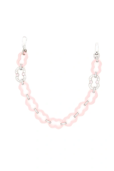 Prada Plexi Chain Strap In Pink,metallic,silver