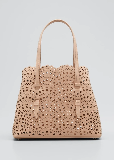 Alaïa Mina Small Lux Laser-cut Tote Bag In Light Pink