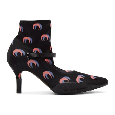 Marine Serre Crescent Moon-print Stretch-jersey Ankle Boots In Black