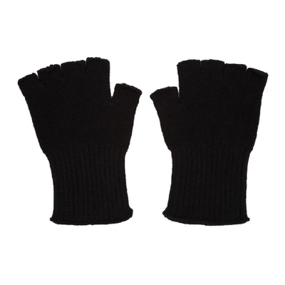 The Elder Statesman Black Heavy Fingerless Gloves