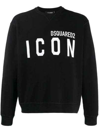 Dsquared2 Icon-print Crew Neck Sweatshirt In Black,white