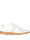 Maison Margiela Women Replica Low-top Leather Sneakers With Suede Inserts In White
