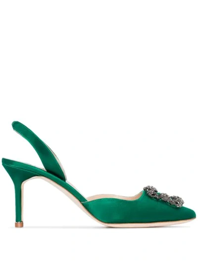 Manolo Blahnik Hangisi 70mm Slingback Pumps In Green