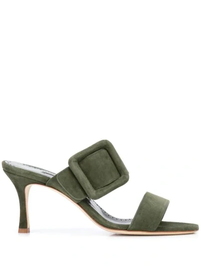 Manolo Blahnik Gable Buckled Sandals In Green