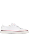 THOM BROWNE LOW-TOP CALFSKIN SNEAKERS