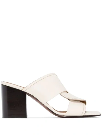 Chloé 70mm Cross Over Block Heel Mules In Ivory