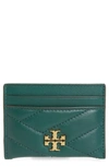 Tory Burch Kira Chevron Leather Card Case - Green In Malachite