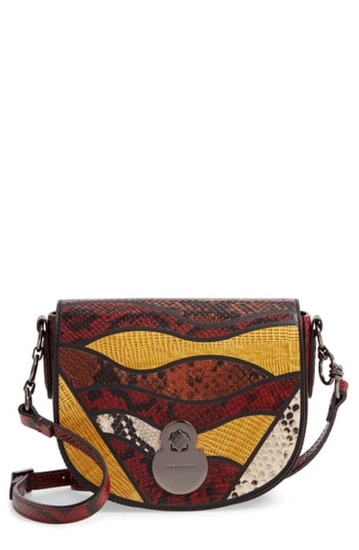 Longchamp Small Cavalcade Snakeskin Embossed Leather Crossbody Bag In Acid
