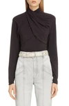 ISABEL MARANT DRAPE HIGH NECK JERSEY TOP,HT1624-20P025I