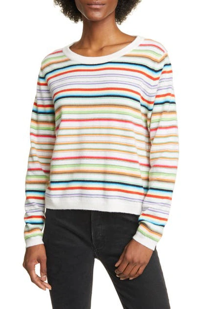 Allude Stripe Cashmere Sweater In Multi Rainbow
