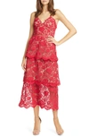 Self-portrait Tiered Floral Guipure-lace Dress In Fuchsia