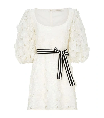 Zimmermann Super Eight Linen-blend Guipure-lace Mini Dress In Ivory