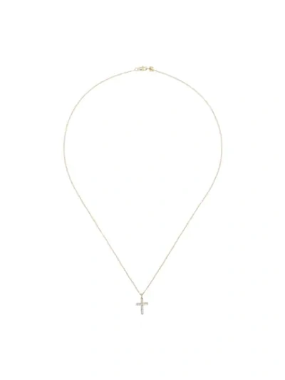 MATEO 14K GOLD AND DIAMOND SMALL CROSS NECKLACE