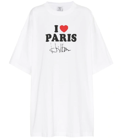 Vetements I Love Paris Hilton Cotton T-shirt In White