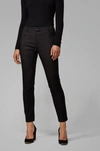 HUGO BOSS CROPPED SLIM-FIT TROUSERS WITH ZIPPED HEMS