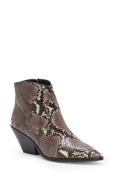 Vince Camuto Jemeila Snake Embossed Bootie In Taupe Leather