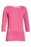 Hugo Boss Scoop Neck Stretch Jersey Top In Magenta