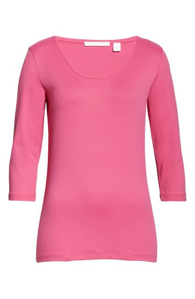 Hugo Boss Scoop Neck Stretch Jersey Top In Magenta