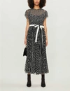 RED VALENTINO FLORAL-PRINT TULLE MIDI DRESS,30234570