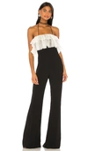 Alexis Kaiya Ruffle-trimmed Stretch-cady Jumpsuit In Black