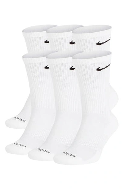 Nike Dry 6-pack Everyday Plus Cushion Crew Training Socks In White/ Black